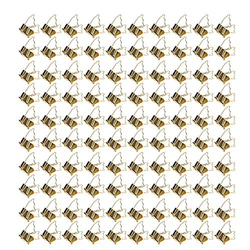 100pcs Metal Document Clips | Strong Clamping Force & Oxidation Protection | Small Paper Clips for Office/School/Home | Multi - Purpose Document Organizer (Gold) von REXVTNS