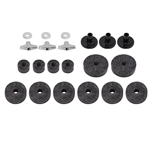 21pcs Drum Cymbal Felt Pad Set | Nicht -Slip -Ersatzteile für Becken/Hi - Hüte/Schlagzeug | T - Slot Muttern & Unterlegscheiben enthalten | Robuste Filz- und Metallkonstruktion (Gray) von REXVTNS