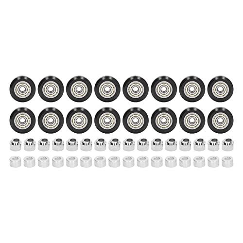 3D Printer Pulley Wheel Set 48PCS | POM & Steel Low Friction Wheels | Compatible with Most 3D Printers | 16 Wheels + 16 Spacers + 16 Eccentric Spacers (Black Pulley) von REXVTNS