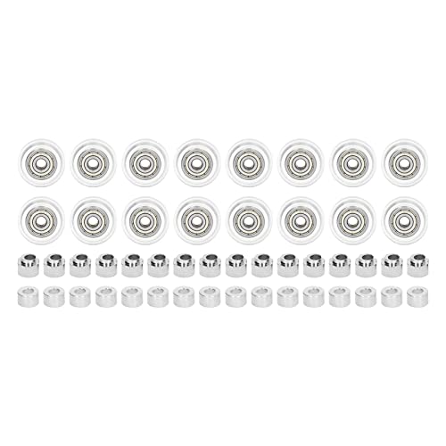 3D Printer Pulley Wheel Set 48PCS | POM & Steel Low Friction Wheels | Compatible with Most 3D Printers | 16 Wheels + 16 Spacers + 16 Eccentric Spacers (Transparent Pulley) von REXVTNS
