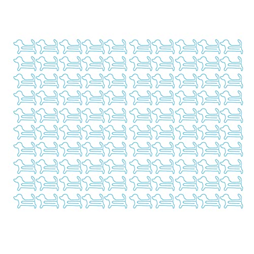 Dog Shaped Paper Clips 100pcs | Slip Proof Office/School Supplies | Cute Animal Paper Clips for Documents/Crafts/Bookmarks | Non - Damaging Wrapped Plastic Wire (Blue) von REXVTNS