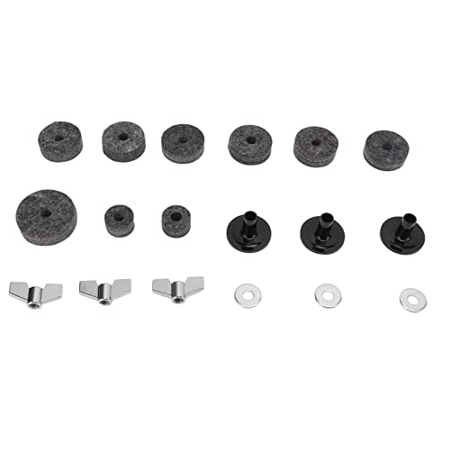 Drum Kit Grip Felt Pad Set | Wing Nuts & Cymbal Washers Replacement | Stand Sleeves for Stable Cymbal Positioning | 3 Sizes Felt Pads for Most Drum Kits (Gray) von REXVTNS