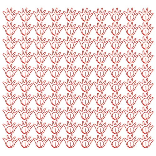 Hand Shaped Metal Paper Clips 100Pcs | Protective Electroplating for Office/School/Home | Decorative Bookmark & Document Organizer | Non - Slip Design (Red) von REXVTNS
