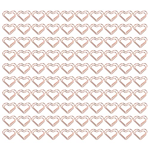 Rose Gold Paper Clips 100Pcs | Heart & Love Shape Metal Paperclip | Protective - Oxidation Electroplating for Office/Home/School | Compact Portable with Storage Box (Heart Shaped) von REXVTNS