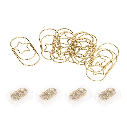 Star Paper Clips 40Pcs | Protective Coating & Strong Clamping | Cute Planner Clips for Office/School/Home | Multi - Purpose Decorative Paperclips (Gold) von REXVTNS