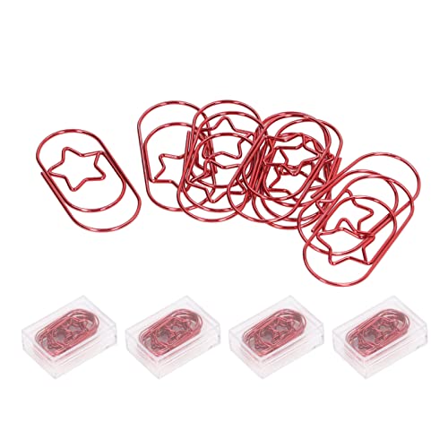 Star Paper Clips 40Pcs | Protective Coating & Strong Clamping | Cute Planner Clips for Office/School/Home | Multi - Purpose Decorative Paperclips (Red) von REXVTNS