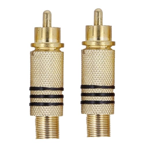 2x Lötfreier Cinch-Stecker, Koaxial-Video-/Audio-Anschluss, Gold/Schwarz von REY