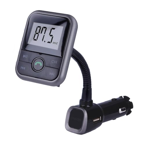 Freisprech-Auto-Zigarettenladegerät mit LCD, MP3-USB-FM-Transmitter-Bluetooth, Schwarz – Silber von REY
