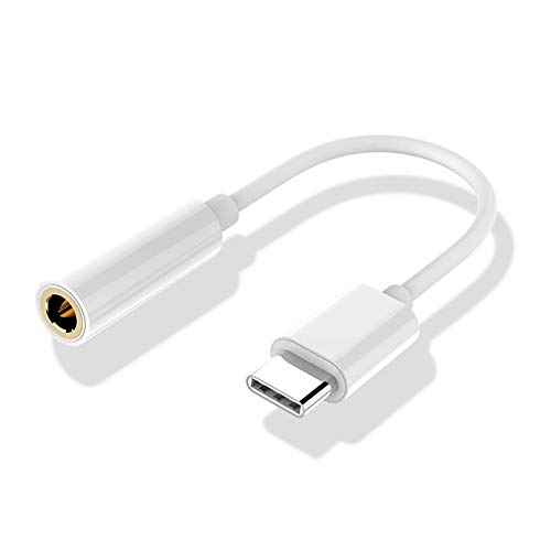 Kabel Adapter USB C 3.1 männlich auf Jack AUX 3.5mm weiblich, weiß von REY