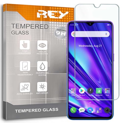 Pack 2X Bildschirmschutz aus gehärtetem Glas für Oppo REALME 5 PRO, Schutzfolie, Displayschutzfolie 9H+ Härte, Anti-Kratzen-Öl-Bläschen von REY