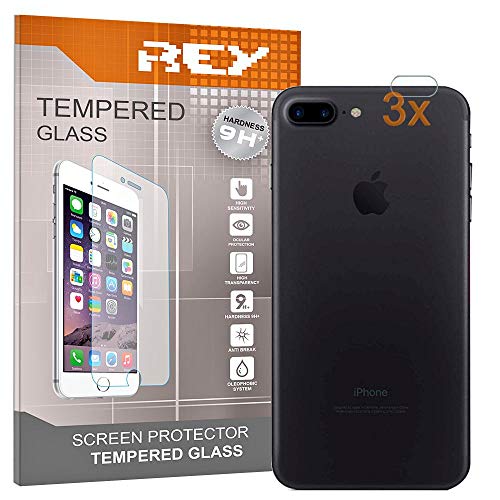 REY Pack 3X Bildschirmschutz aus gehärtetem Glas für Hintere Kamera iPhone 8 Plus/iPhone 7 Plus, Schutzfolie, Displayschutzfolie 9H+ Härte, Anti-Kratzen-Öl-Bläschen REY Pack 3X Bildschirmschutz aus gehärtetem Glas für Hintere Kamera iPhone 8 Plus/iPhone 7 Plus, Schutzfolie, Displayschutzfolie 9H+ Härte, Anti-Kratzen-Öl-Bläschen von REY
