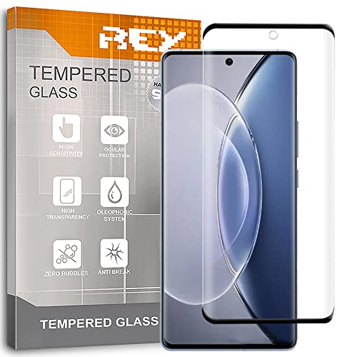 REY 3D Bildschirmschutz aus gehärtetem Glas für VIVO X90 - X90 PRO, Schwarz, Displayschutzfolie 9H+ Härte, Anti-Kratzen-Öl-Bläschen, Voller Schutz, 3D, 4D, 5D von REY