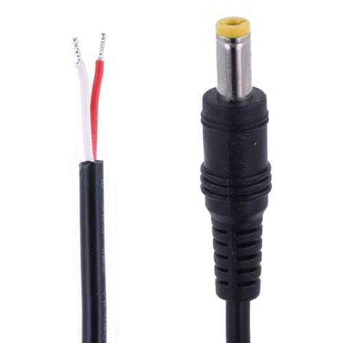 REY 5.5x1.7mm DC-Stecker CCTV Power Jack zu Lötanschlüssen Kabel, gelb, 30 cm von REY