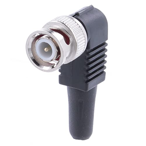 REY BNC Koaxial Stecker 90° gewinkelt, lötfrei gewinkelt und schwarzes CCTV Gehäuse von REY