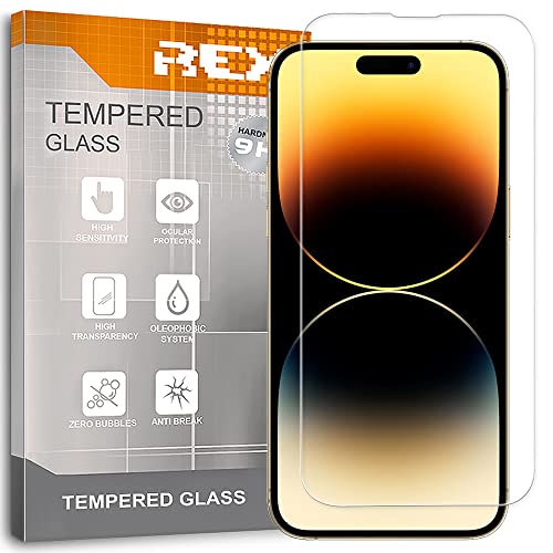 REY Bildschirmschutz aus gehärtetem Glas für IPHONE 14 PRO MAX (6,7"), Schutzfolie, Displayschutzfolie 9H+ Härte, Anti-Kratzen-Öl-Bläschen von REY