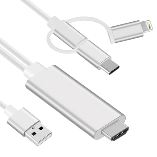 REY Kabel HDTV HDMI männlich auf 3-in-1 Micro USB, USB Typ-C, 8 Pin Anschluss Umschaltbares Adapterkabel REY Kabel HDTV HDMI männlich auf 3-in-1 Micro USB, USB Typ-C, 8 Pin Anschluss Umschaltbares Adapterkabel von REY
