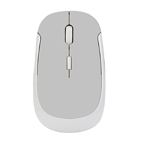 REY Kabellose optische Maus mit bis zu 1200 DPI, Farbe Weiß und Grau mit roter Umrandung von REY