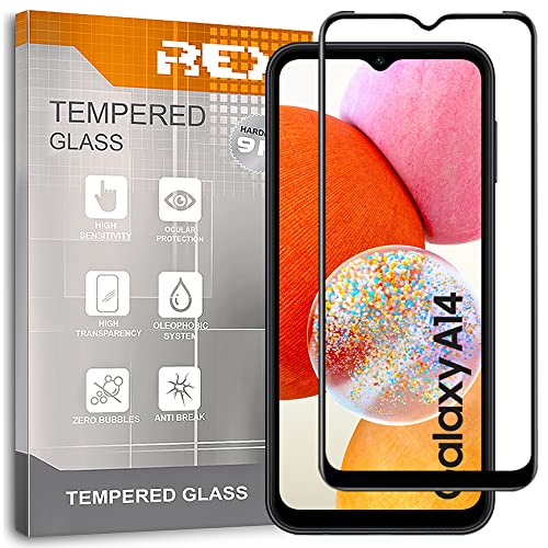 REY Pack 2X 3D Bildschirmschutz aus gehärtetem Glas für Samsung Galaxy A14 5G/4G/LTE, Schwarz, Displayschutzfolie 9H+ Härte, Anti-Kratzen-Öl-Bläschen, Voller Schutz, 3D, 4D, 5D von REY