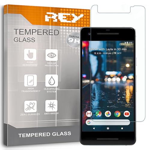 REY Pack 2X Bildschirmschutz aus gehärtetem Glas für GOOGLE PIXEL 2 XL / 2XL, Schutzfolie, Displayschutzfolie 9H+ Härte, Anti-Kratzen-Öl-Bläschen von REY