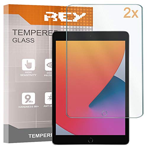 REY Pack 2X Bildschirmschutz aus gehärtetem Glas für IPAD 10.2" 2019 - iPad 2020 10.2" - IPAD 10,2" 2021, Schutzfolie, Displayschutzfolie 9H+ Härte, Anti-Kratzen-Öl-Bläschen von REY