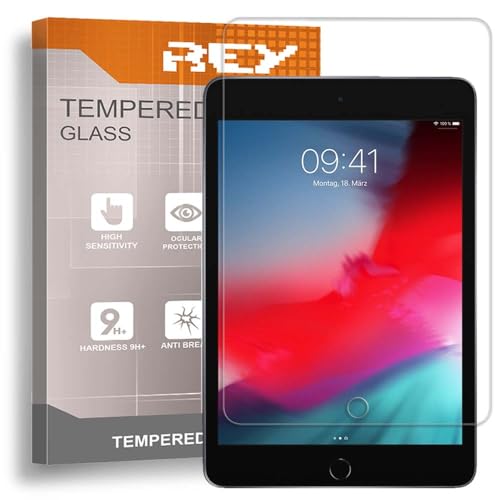 REY Pack 2X Bildschirmschutz aus gehärtetem Glas für IPAD Mini 5, 4, 3, 2, 1, Schutzfolie, Displayschutzfolie 9H+ Härte, Anti-Kratzen-Öl-Bläschen von REY