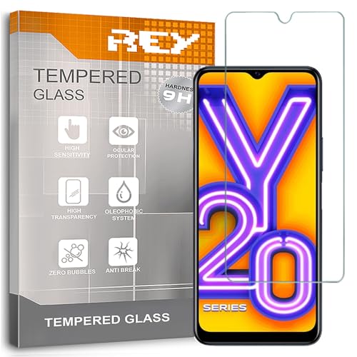 REY Pack 2X Bildschirmschutz aus gehärtetem Glas für VIVO Y20S - Y20 - Y20 - Y20i - Y11S, Schutzfolie, Displayschutzfolie 9H+ Härte, Anti-Kratzen-Öl-Bläschen von REY