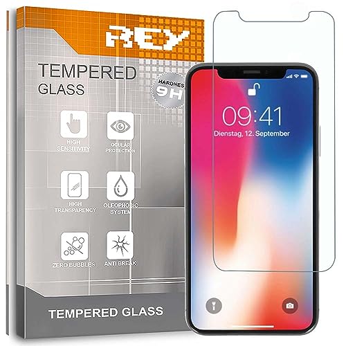 REY Pack 2X Bildschirmschutz aus gehärtetem Glas für iPhone 11 PRO - iPhone X - iPhone XS, Schutzfolie, Displayschutzfolie 9H+ Härte, Anti-Kratzen-Öl-Bläschen von REY