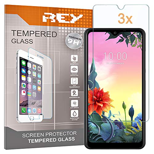 REY Pack 3X Bildschirmschutz aus gehärtetem Glas für LG K50s, Schutzfolie, Displayschutzfolie 9H+ Härte, Anti-Kratzen-Öl-Bläschen von REY