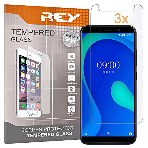 REY Pack 3X Bildschirmschutz aus gehärtetem Glas für WIKO Y80, Schutzfolie, Displayschutzfolie 9H+ Härte, Anti-Kratzen-Öl-Bläschen von REY