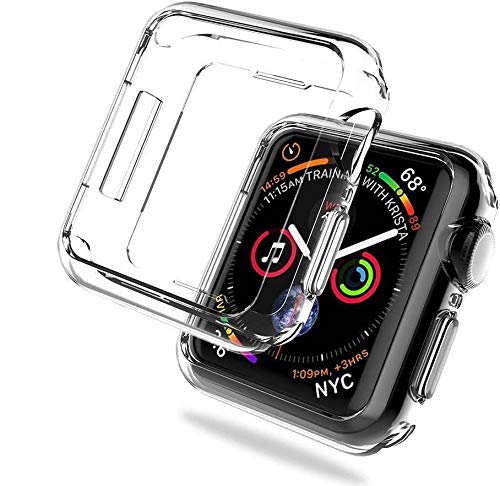 REY - Pack 3X Transparent Silikonhülle TPU für Apple Watch Series 6 - Series 5 - Series 4 y SE de 44mm, Handyhülle Premium Kratzfest TPU Durchsichtige Schutzhülle, Ultradünne 0,33 mm von REY