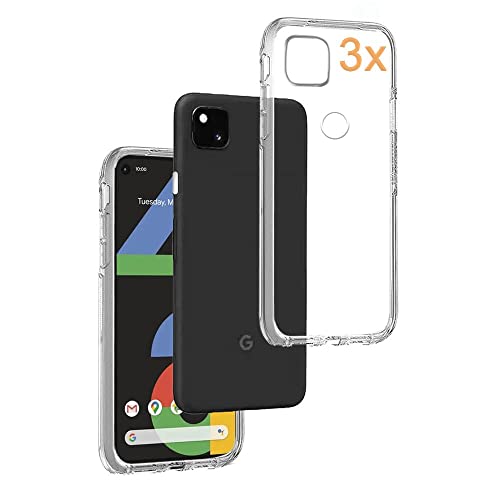 REY Pack 3X Transparent Silikonhülle TPU für Google Pixel 4A 4G, Handyhülle Premium Kratzfest TPU Durchsichtige Schutzhülle, Ultradünne 0,33 mm von REY