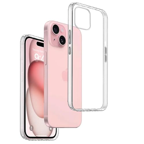 REY Pack 3X Transparent Silikonhülle TPU für iPhone 15 6,1", Handyhülle Premium Kratzfest TPU Durchsichtige Schutzhülle, Ultradünne 0,33 mm von REY