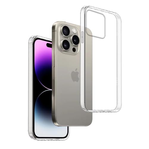 REY Pack 3X Transparent Silikonhülle TPU für iPhone 15 PRO 6,1", Handyhülle Premium Kratzfest TPU Durchsichtige Schutzhülle, Ultradünne 0,33 mm von REY