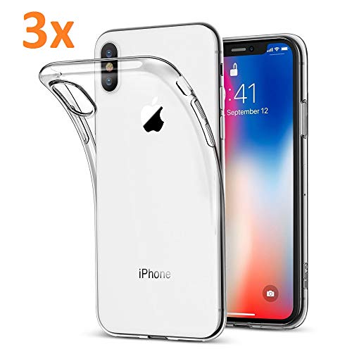 REY Pack 3X Transparent Silikonhülle TPU für iPhone XS MAX, Handyhülle Premium Kratzfest TPU Durchsichtige Schutzhülle, Ultradünne 0,33 mm von REY