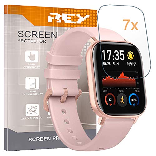 REY Pack 7X Displayschutzfolie für XIAOMI AMAZFIT GTS, Premium-Qualität, Anti-Kratzen, Anti-Öl, Anti-Bläschen, SmartWatch von REY