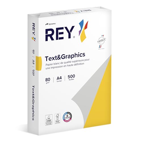 REY Text & Graphics, Reprographes Papier, hohe Weiß, 80 g, A4, FSC, 500 Blatt von REY
