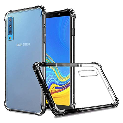 REY Transparent Silikonhülle TPU Anti-Shock für Samsung Galaxy A7 2018, Handyhülle Premium Kratzfest TPU Durchsichtige Schutzhülle von REY