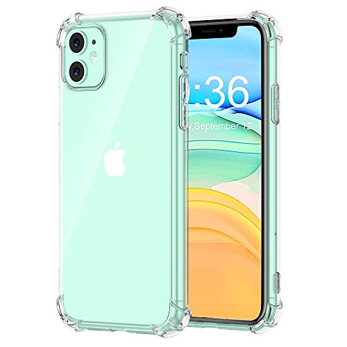 REY Transparent Silikonhülle TPU Anti-Shock für iPhone 11, Handyhülle Premium Kratzfest TPU Durchsichtige Schutzhülle von REY