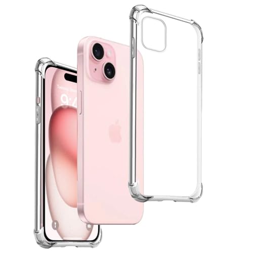 REY Transparent Silikonhülle TPU Anti-Shock für iPhone 15 6,1", Handyhülle Premium Kratzfest TPU Durchsichtige Schutzhülle Anti-Schock von REY