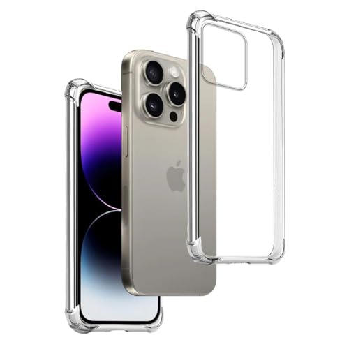 REY Transparent Silikonhülle TPU Anti-Shock für iPhone 15 PRO MAX 6,7", Handyhülle Premium Kratzfest TPU Durchsichtige Schutzhülle Anti-Schock von REY