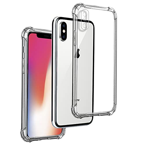 REY Transparent Silikonhülle TPU Anti-Shock für iPhone X - iPhone XS, Handyhülle Premium Kratzfest TPU Durchsichtige Schutzhülle von REY