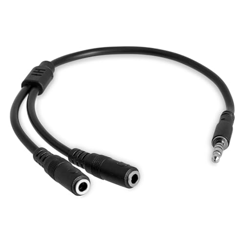 REY Splitter Adapter 4 poliger Klinkenstecker auf 3,5-mm-Doppelbuchse, Kopfhörer, Mikrofon von REY