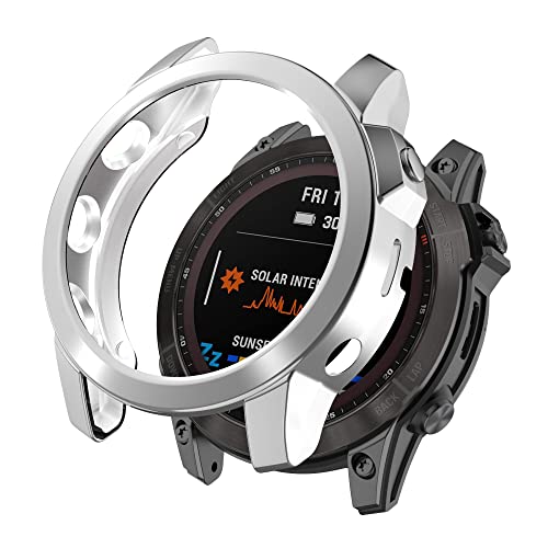 REYDA 2 Stück Smartwatch Gehäuse Kompatibel für Garmin Fenix 7X Hülle, Ultradünne Weich TPU Silikon Kante Stoßstange Gehäuse Stoßfest Rahmen Schutzhülle für Garmin Fenix 7X (Keine Displayschutzfolie) von REYDA