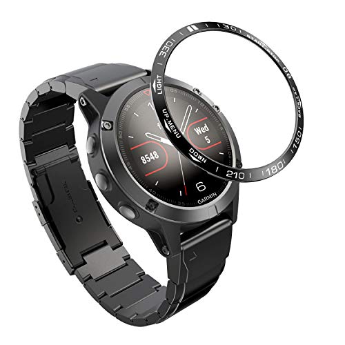 REYDA Uhrenlünette Kompatibel für Garmin Fenix 5/5 Plus Lünettenring, Edelstahl Lünette Ring Kleberabdeckung Kratzfester Schutz Metall Bezel Ring Uhrenlünette Schutzring für Garmin Fenix 5/5 Plus von REYDA