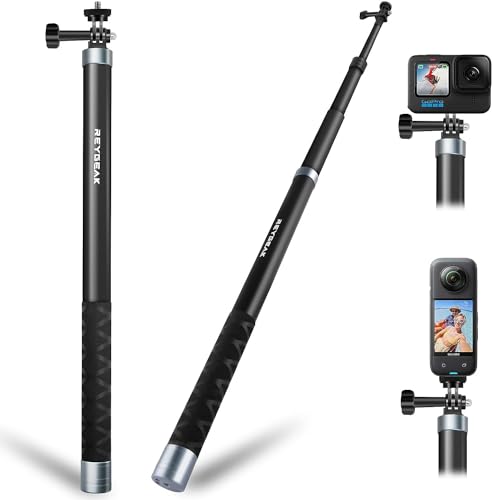 REYGEAK 3m/300cm Selfie-Stick aus Kohlefaser für Insta360,Kohlefaser-Material Ausziehbares Polar Einbeinstativ für GoPro Max Hero 11 10 9 8,DJI OSMO Action 4/Action 3 und andere Kameras (3M/300cm) von REYGEAK