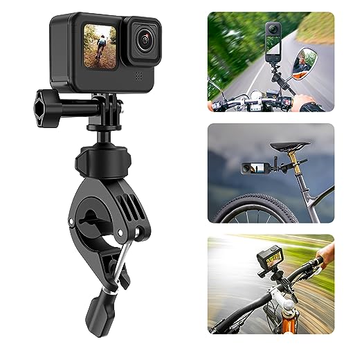 REYGEAK Fahrrad Lenker Halterung Klemme Motorrad Rohrhalterung Kompatibel für GoPro Hero 11 10 9 Insta360 X3 DJI Osmo Action Kameras - 360° Drehbare von REYGEAK