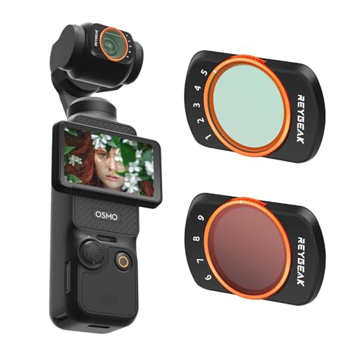 REYGEAK Magnetischer Filterset für DJI Osmo Pocket 3,Variabler ND Filter VND 2-512, 1-9 Stop Graufilter kompatibel mit DJI Osmo Pocket 3 Kamera Zubehör (Drehbarer ND2-ND32/ND64-ND512) von REYGEAK