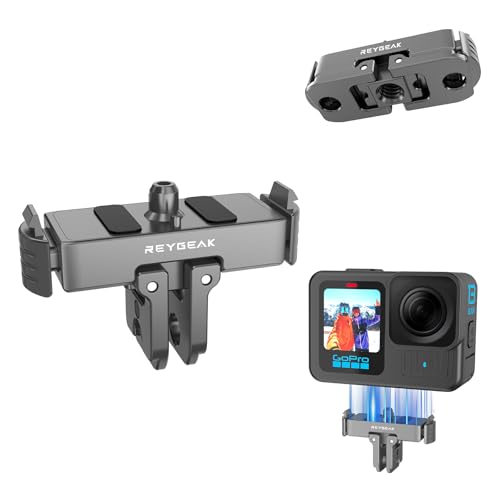 REYGEAK Schnellwechselhalterung für GoPro Hero 13, Aluminiumkopf Kameraadapter mit 1/4“ Schraube, (Titanium Grau) von REYGEAK