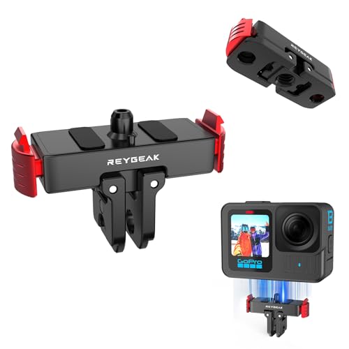 REYGEAK Schnellwechselhalterung für GoPro Hero 13, Aluminiumkopf Kameraadapter mit 1/4“ Schraube, (schwarz rot) von REYGEAK