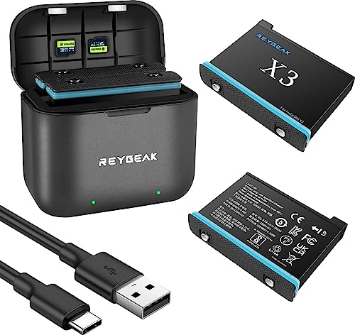 REYGEAK Wiederaufladbarer Lithium-Akku für Insta360 X3, 2 x 1800 mAh Hochleistungs-Akkus mit Ladegerät für insta360 ONE X3 (Ladegerät + 2 Akkus REYGEAK Wiederaufladbarer Lithium-Akku für Insta360 X3, 2 x 1800 mAh Hochleistungs-Akkus mit Ladegerät für insta360 ONE X3 (Ladegerät + 2 Akkus von REYGEAK